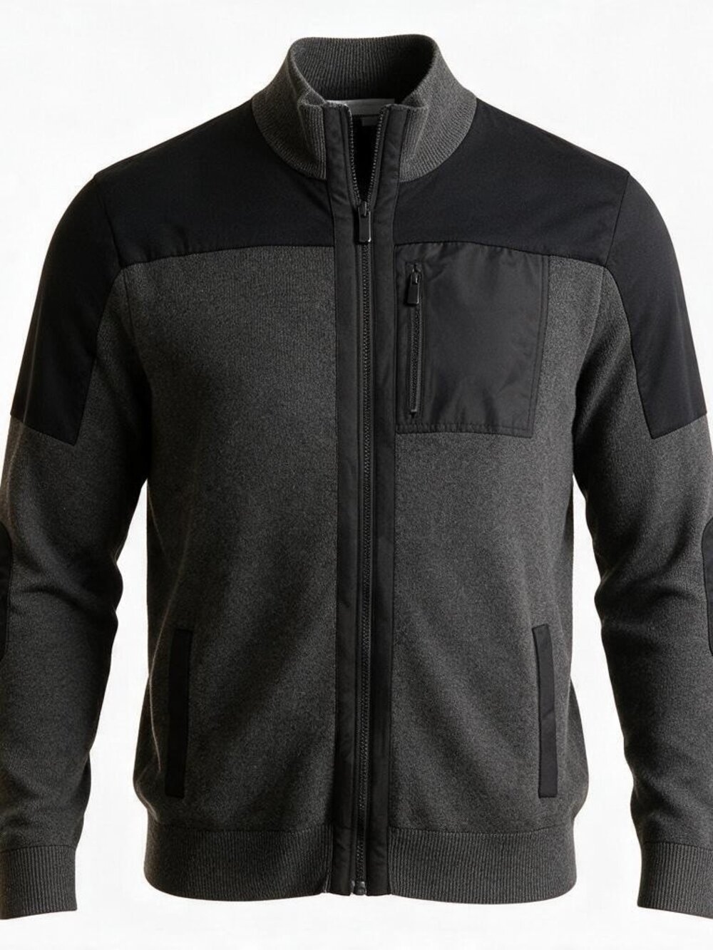 Calvin Klein Full Zip Jacket Mens 2XL Gray Black Mixed Material Sporty